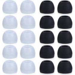 20 Pcs Medium Silicone Earbud Cap Tip Cover Replacement - 10 Black, 10 Clear Title