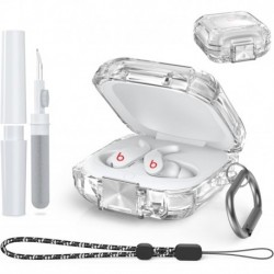 [4 in 1] Beats Fit Pro Case Clear with Secure Lock, WQNIDE Shock-Absorbing Transparent TPU Silicone