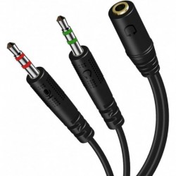 Headphone Splitter for Computer 3.5mm Female to 2 Dual 3.5mm Male Mic Audio Stereo Jack Y Splitter C