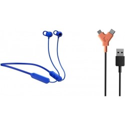 Jib+ Wireless in-Ear Earbuds Blue with Line Duo Round Charging Cable, USB-A to USB-C and Micro-USB -