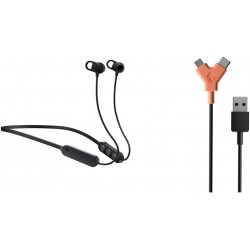 Jib+ Wireless in-Ear Earbud Black with Line Duo Round Charging Cable, USB-A to USB-C and Micro-USB -