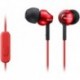 Deep Bass Earphones with Smartphone Control and Mic - Metallic Red