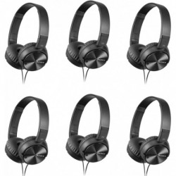 MDR-ZX110NC Noise Canceling Stereo Closed Dynamic Headphones, Black, Medium, 6-Pack