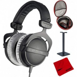 DT 770-PRO Studio Headphones 80 Ohms Closed Dynamic (474746) with Full Size Headphone Case, Headphon