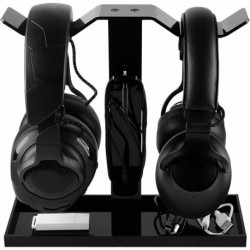 Acrylic Dual Headphones Stand for On-Ear Headphones, Gaming Headset Holder, Desk Display Hanger Comp