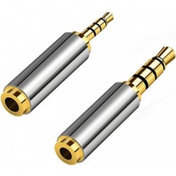 2 Pack Gold Plated 2.5mm Male to 3.5mm Female/3.5mm Male to 2.5mm Female Audio Jack Adapter, Headset