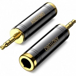 Headphone Adapter - 1/4'' to 3.5mm Stereo Copper, Black 2-Pack