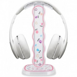 CamyCosy Headphone Stand Gaming Headset Holder for Desk,Clear Tulip Flowers Pattern Cellphone Stand