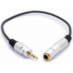 Headphone Extension Cable 30cm/12inch Golden Plated Metal Stereo Jack Plug Socket Headphone Converte