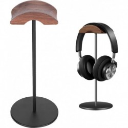 Headphone Stand Headset Holder with Premium Walnut Wood Headrest, Earphone Stand Wood Headset Stand