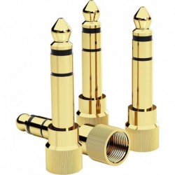 5Pcs Gold Plated Stereo Phone Screw-On Adapter 6.35mm (1/4 Inch) Male to 3.5mm (1/8 Inch) Female Aud