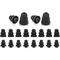 20 Pcs Triple Flange Ear Tips Silicone Replacement Ear Buds Tips (Black)