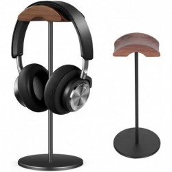 Headphone Stand Holder with Premium Walnut Wood Headrest,Headset Stand Hanger Hook for Desk with Sol