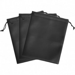 3pcs 7.5x9” Black Color PU Leather Double Drawstring Protection Headphone Pouch Bag Headphone Pouch