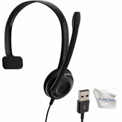 GTW Bundle of EPOS EDU 11 USB Mono Headsets (60 Pack) with Global Teck Microfiber Cloth - Bundle for