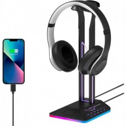 ABS RGB Headphones Stand for Over-Ear Headphones, Gaming Headset Holder, Desk Display Hanger with So