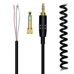 Coiled Repair Cable Replacement Spring Cord with Gold Plated Connectors Compatible with Sony ATH-M50