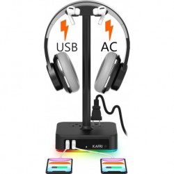 RGB Headphone Stand with USB Charger Desk Gaming Headset Holder Hanger Rack with 2 USB Charging Port