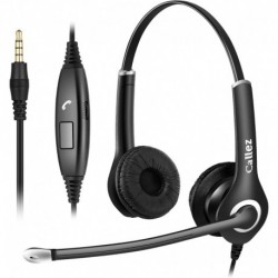 Computer Headset with Microphone Noise Cancelling, 3.5mm Cell Phone Headsets for iPhone Samsung Lapt