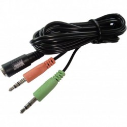 Long (6ft / 1.8M) PC Splitter: Smartphone Headset Phone Headset to PC Adapter - 3.5mm to Dual 3.5mm