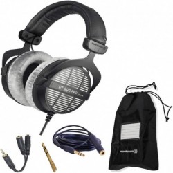 DT 990 Pro 250 Ohm Open-Back Studio Mixing Headphones Bundle -Includes- Soft Case, Headphone Splitte