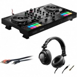 DJControl Inpulse 500 DJ Software Controller with Polsen HPC-A30-MK2 Monitor Headphones & Mini to 6'