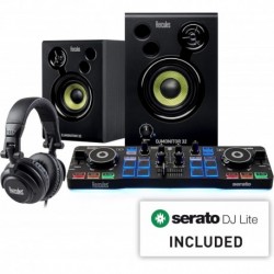 DJ Starter Kit | Starlight USB DJ Controller with Serato DJ Lite Software, 15-Watt Monitor Speakers,