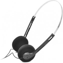 Black Retro Over-Ear Earphones,Mini Stereo Lightweight Headphones with Cord, 80s 90s Vintage Headset