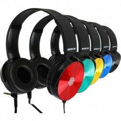 Kids Headphones 5 Pack On Ear Colorful Wired 3.5mm Jack