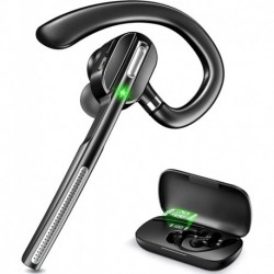 Bluetooth Headset V5.1, Wireless Headset with Battery Display Charging Case, Bluetooth Earpiece with