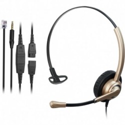 Telephone Headset with Microphone Noise Canceling, with RJ9 Jack & 3.5mm Connector for Office Call C