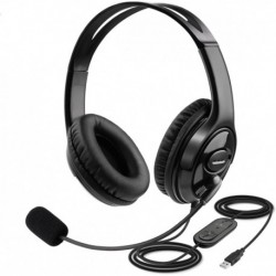 USB Headset with Microphone for PC, Stereo Computer Headset with Noise Canceling Mic for Laptop MAC,