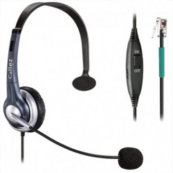 Wired Telephone Headset Mono, Call Center RJ9 Phone Headset with Noise Canceling Mic Compatible with