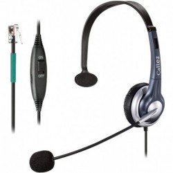 Office Telephone Headset with Noise Cancelling Microphone, RJ9 Headphones Compatible with Polycom Av