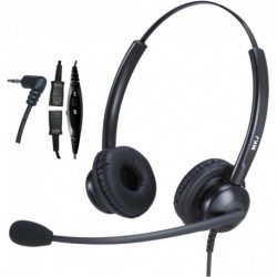 2.5mm Phone Headset for Office Landline Corded Telephone Headset with Noise Cancelling Microphone Wi