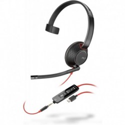 Blackwire 5210 Wired Headset (Plantronics) - Flexible Noise-Canceling Boom Mic – Single-Ear Design -