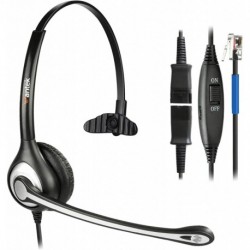 RJ9 Telephone Headset Mono with Noise Cancelling Mic, Quick Disconnect, Only for Plantronics M12 M22