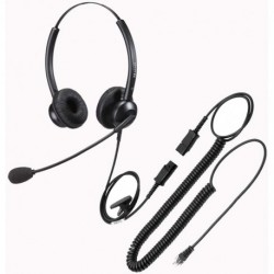 Phone Headset with Noise Cancelling Microphone, Binaural Call Center Headset with RJ9 Jack for Offic