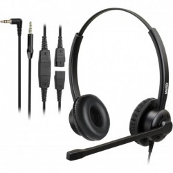 2.5mm Telephone Headset with Noise Canceling Mic for Panasonic, Including 3.5mm Connector for Cell P