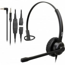 Phone Headset with 2.5mm & 3.5mm Connector for Deskphone Cell Phone PC Laptop, Mono CallCenter Offic