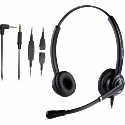 2.5mm Headset with Noise Canceling Microphone for Panasonic Telephone, Including 3.5mm Connector for