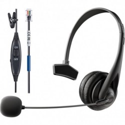 RJ9 Phone Headset with Microphone Noise Cancelling, Telephone Headset Compatible with CIS IP Phones