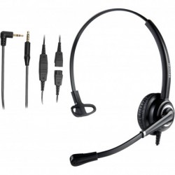 2.5mm Phone Headset with Noise Canceling Microphone for Panasonic, Including 3.5mm Connector for Sma