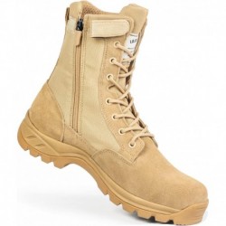 Men's Military Tactical Boots with Side Zipper, Puncture Resistant Work Boots, Desert Combat Boots,