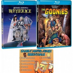 Beetlejuice and Goonies Classic Family Movie Blu-ray Bundle with Bonus Art Card