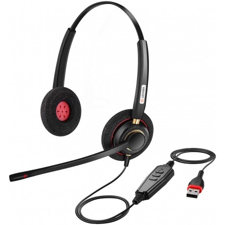 USB Headset with Microphone Noise Cancelling Audio Controls